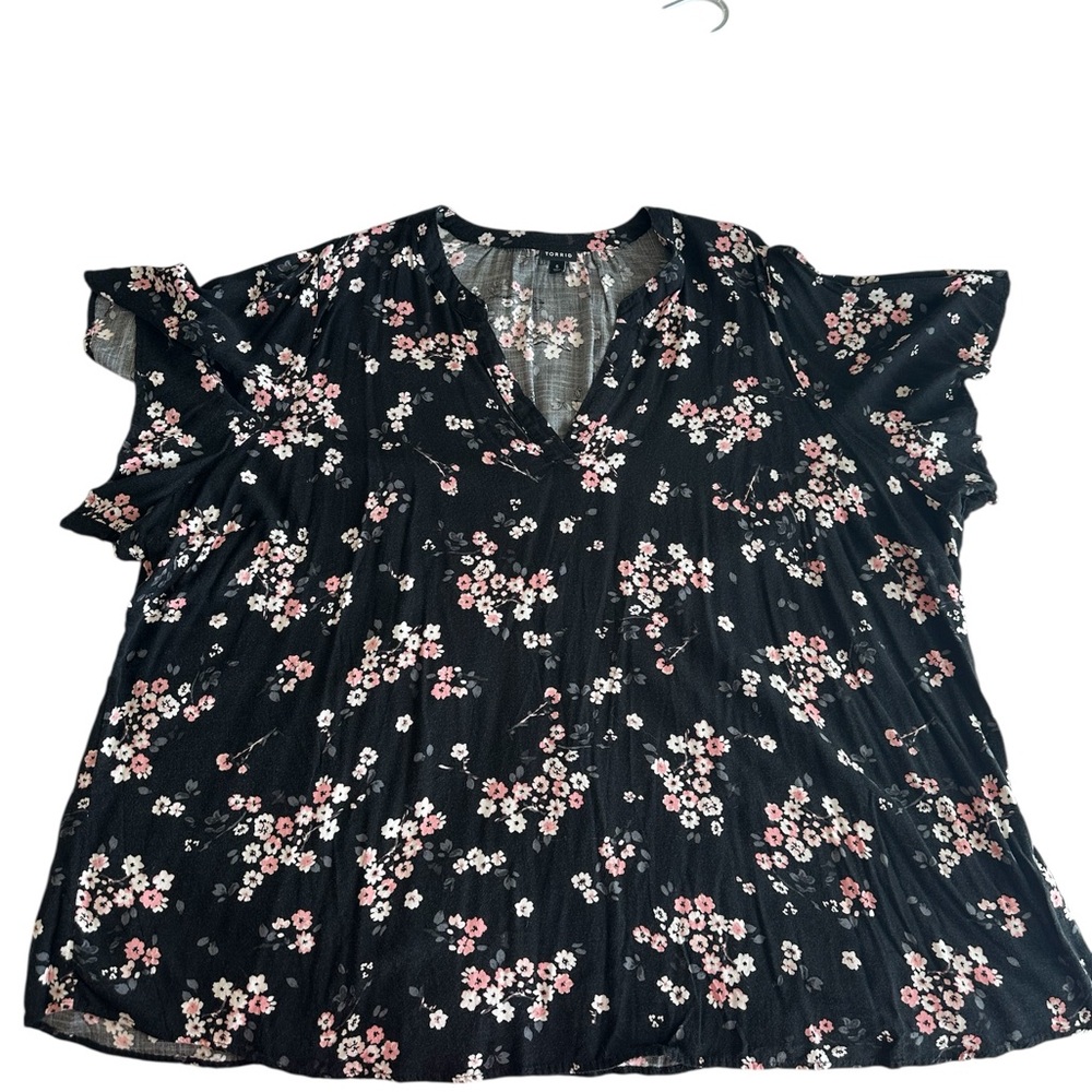 Torrid Black Floral Blouse